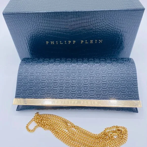 Philipp Plein Sunglasses Case Set, Black Suede Leather,Gold Shoulder Chain,Cloth Philipp Plein Sunglasses Case Set, Black Suede Leather, Gold  main image 3